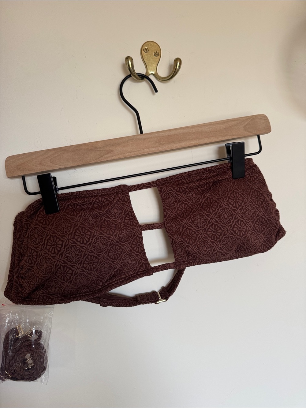 wild fable Brown Textured Bandeau Bikini Top